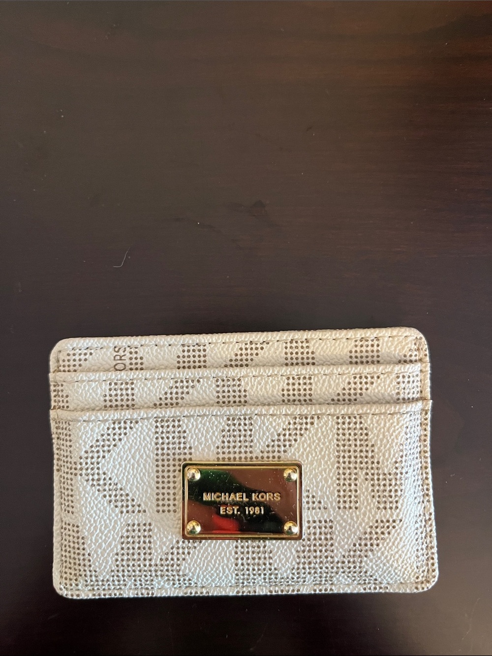 Michael Kors Metallic Gold MK Monogram Card Case